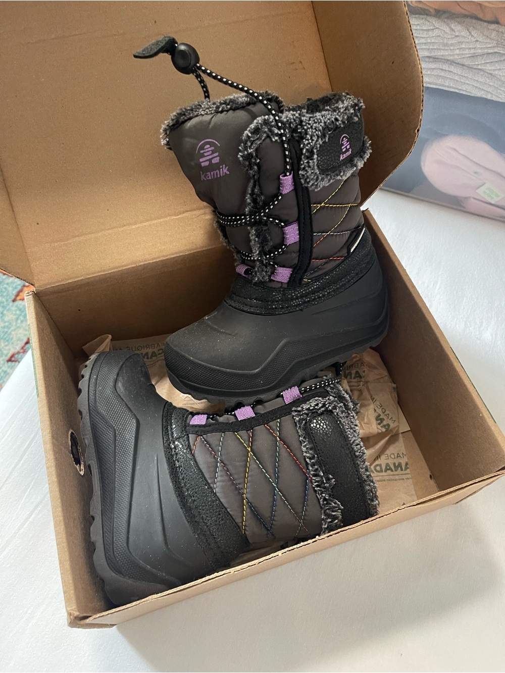Kamik Toddler Black and Purple Snow Boots Sz 8